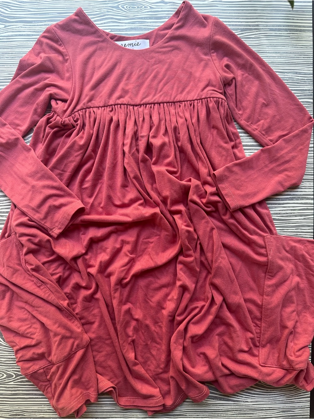 Remie Girl Long Sleeve Ruffle Empire Dress - pink size 7